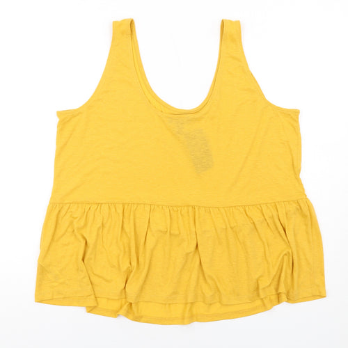 New Look Womens Yellow Polyester Basic Tank Size 24 Round Neck