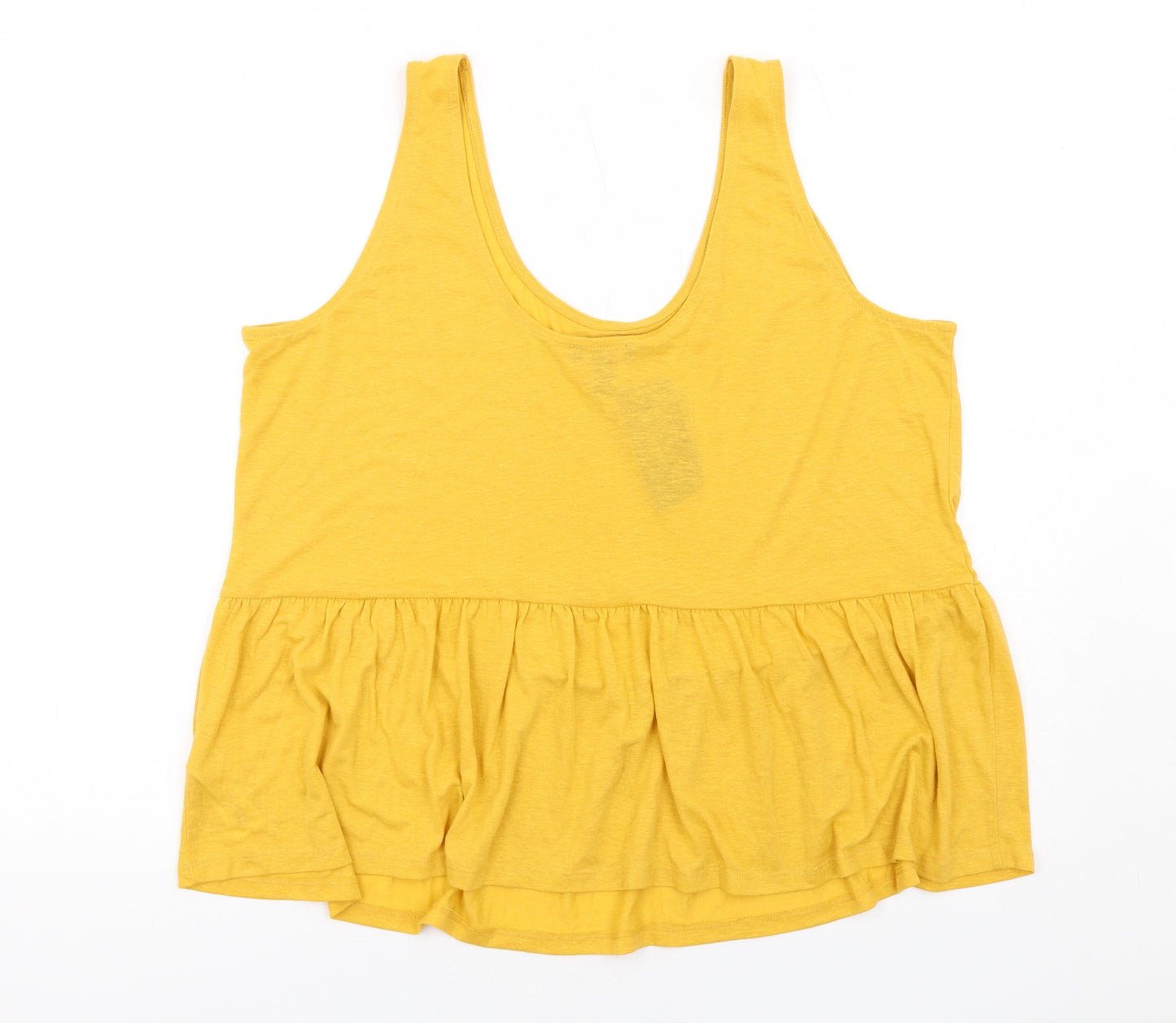 New Look Womens Yellow Polyester Basic Tank Size 24 Round Neck