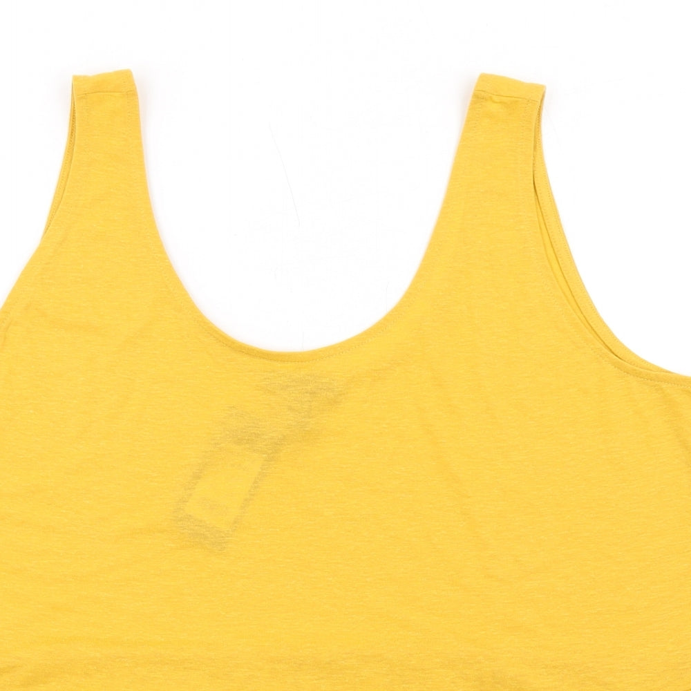 New Look Womens Yellow Polyester Basic Tank Size 24 Round Neck