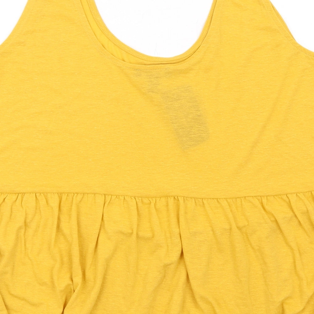 New Look Womens Yellow Polyester Basic Tank Size 24 Round Neck