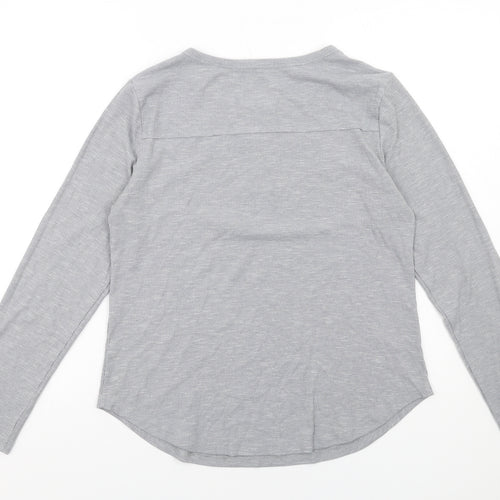 Reoria Womens Grey Viscose Basic T-Shirt Size L Round Neck