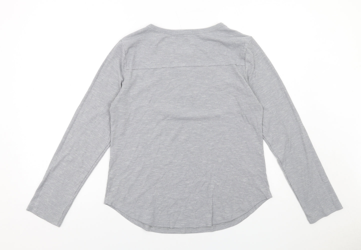 Reoria Womens Grey Viscose Basic T-Shirt Size L Round Neck