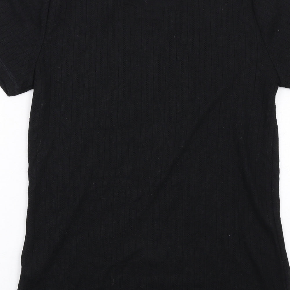 Marks and Spencer Womens Black Viscose Basic T-Shirt Size 10 Round Neck