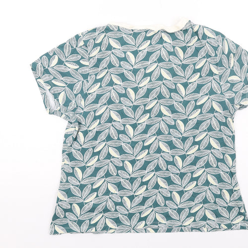 Mudd & Water Womens Green Geometric Cotton Basic T-Shirt Size 14 V-Neck - Leaf Print