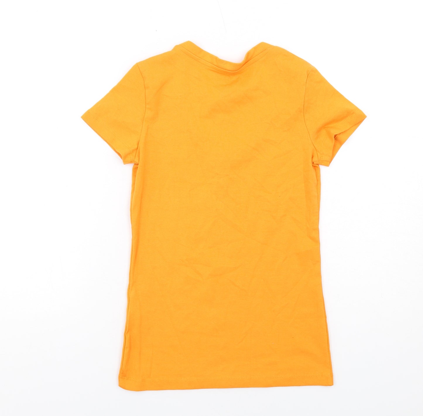H&M Womens Orange Cotton Basic T-Shirt Size XS V-Neck