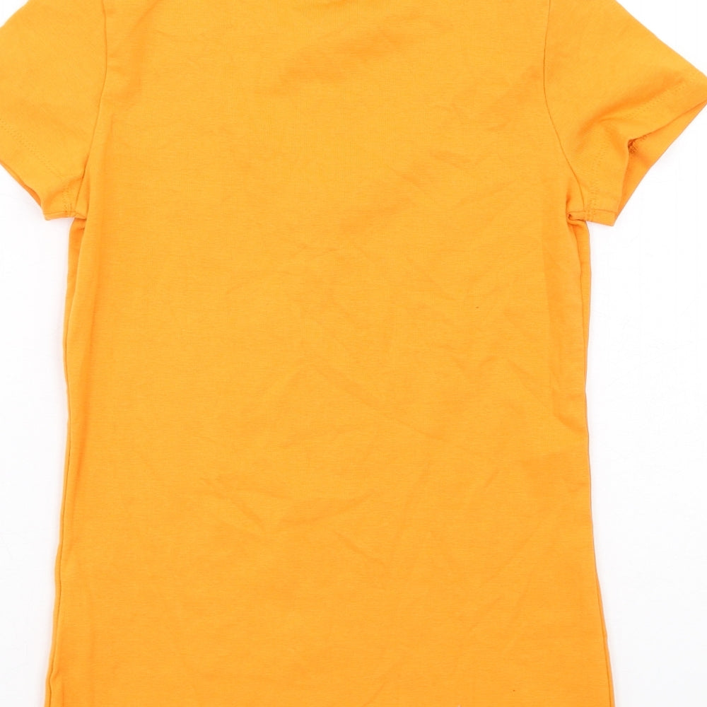 H&M Womens Orange Cotton Basic T-Shirt Size XS V-Neck
