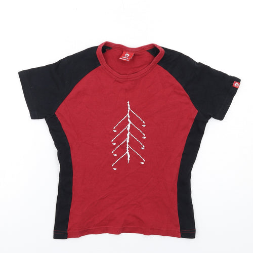 RedHead Womens Red Cotton Basic T-Shirt Size 8 Round Neck