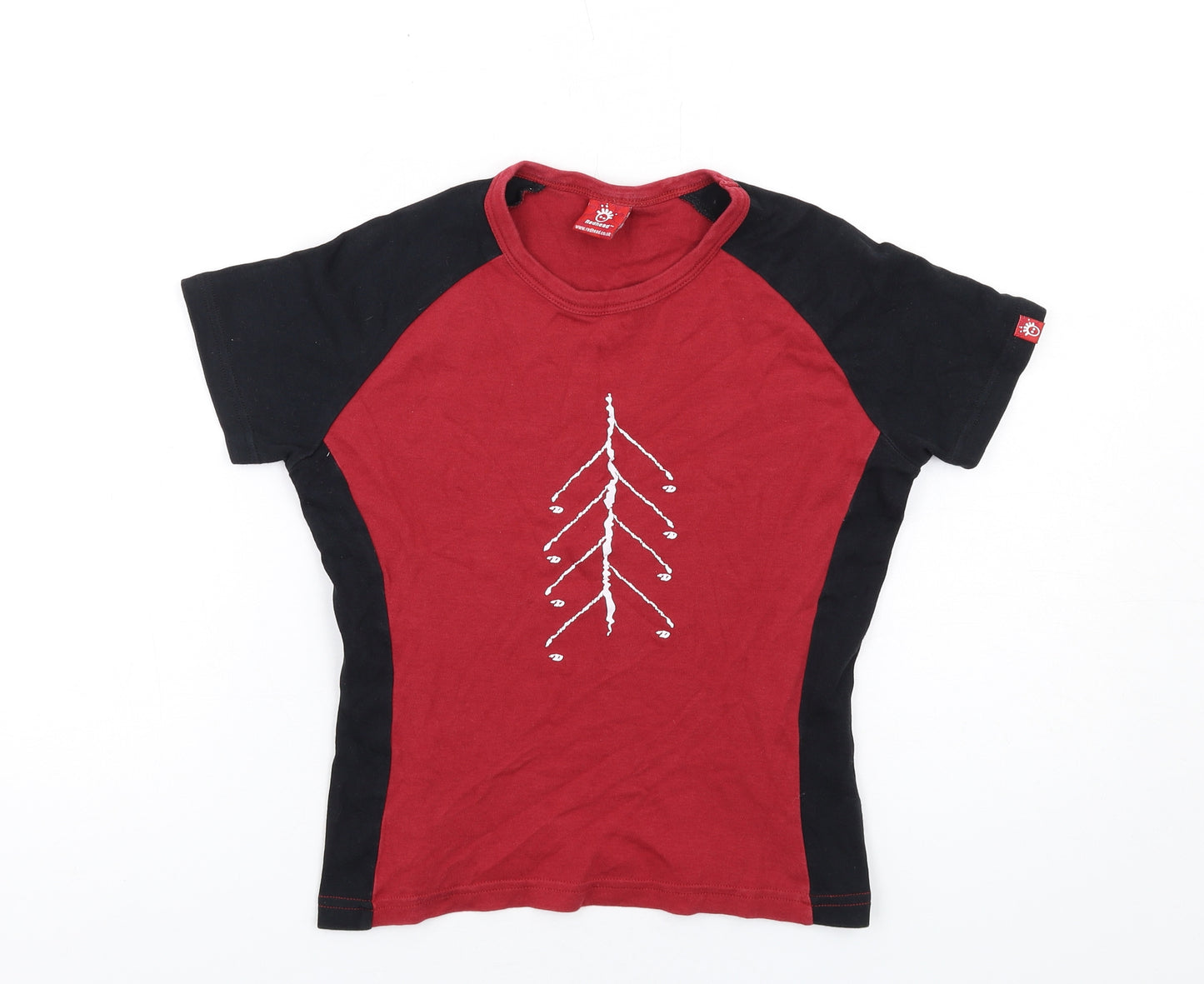 RedHead Womens Red Cotton Basic T-Shirt Size 8 Round Neck