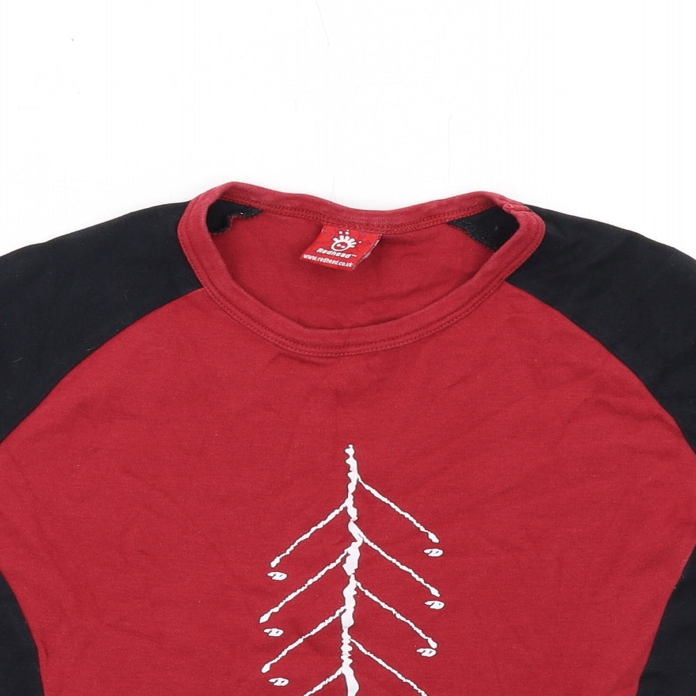 RedHead Womens Red Cotton Basic T-Shirt Size 8 Round Neck