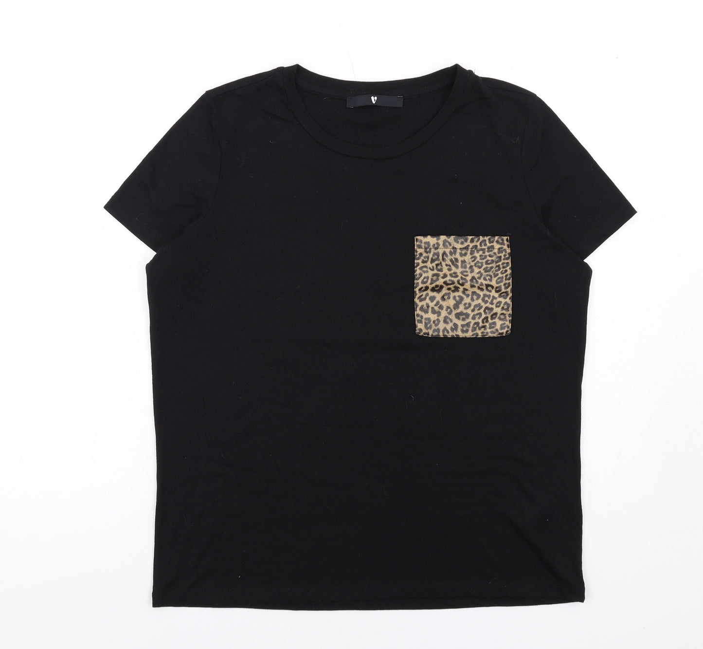 Very Womens Black Cotton Basic T-Shirt Size 12 Round Neck