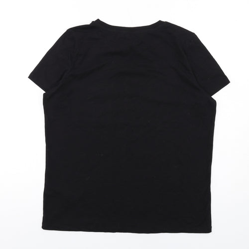 Very Womens Black Cotton Basic T-Shirt Size 12 Round Neck