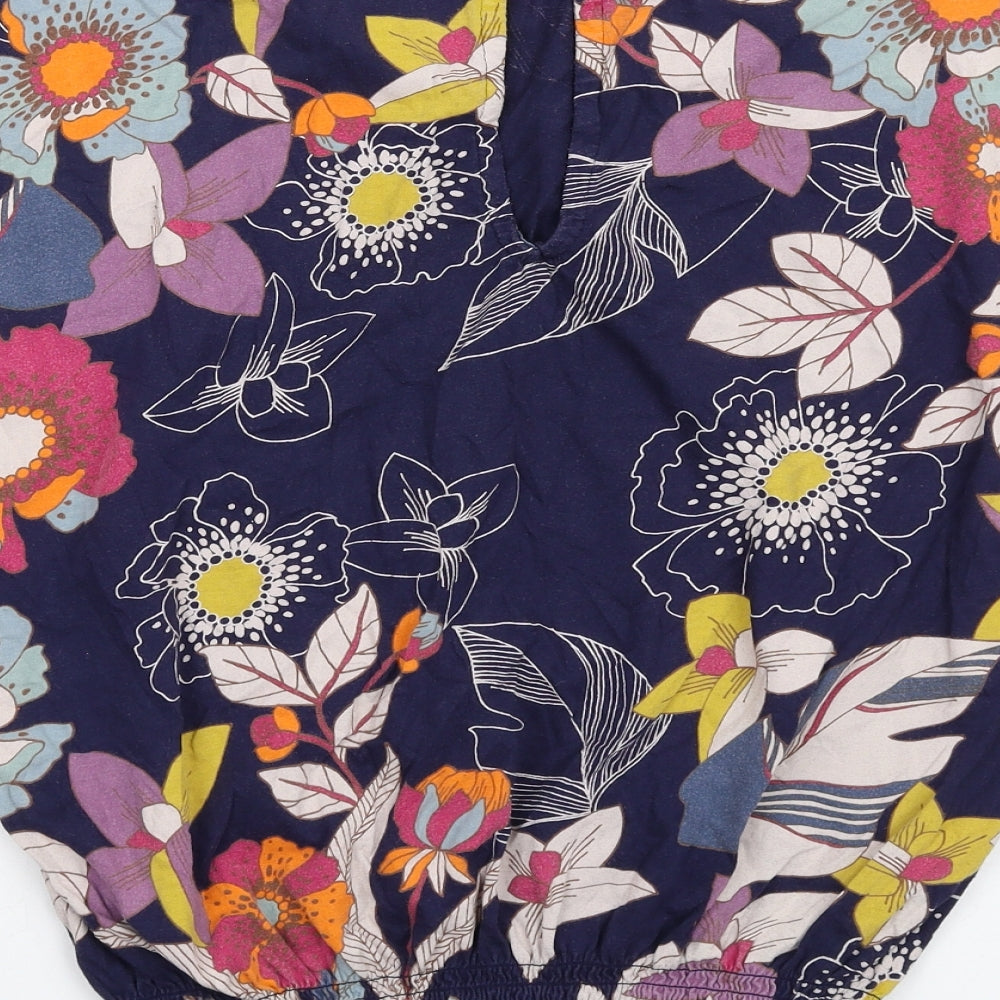 NEXT Womens Multicoloured Floral Cotton Basic T-Shirt Size 12 Round Neck