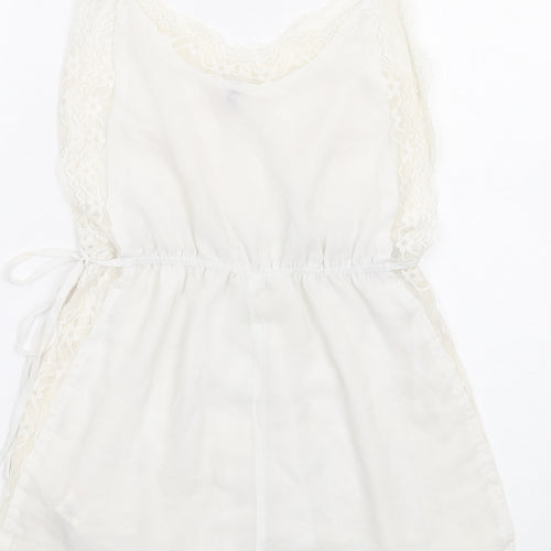 PRETTYLITTLETHING Womens White Polyester Playsuit One-Piece Size 6 Pullover