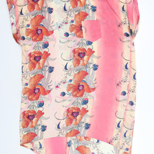 River Island Womens Multicoloured Floral Polyester T-Shirt Dress Size 16 Round Neck Pullover