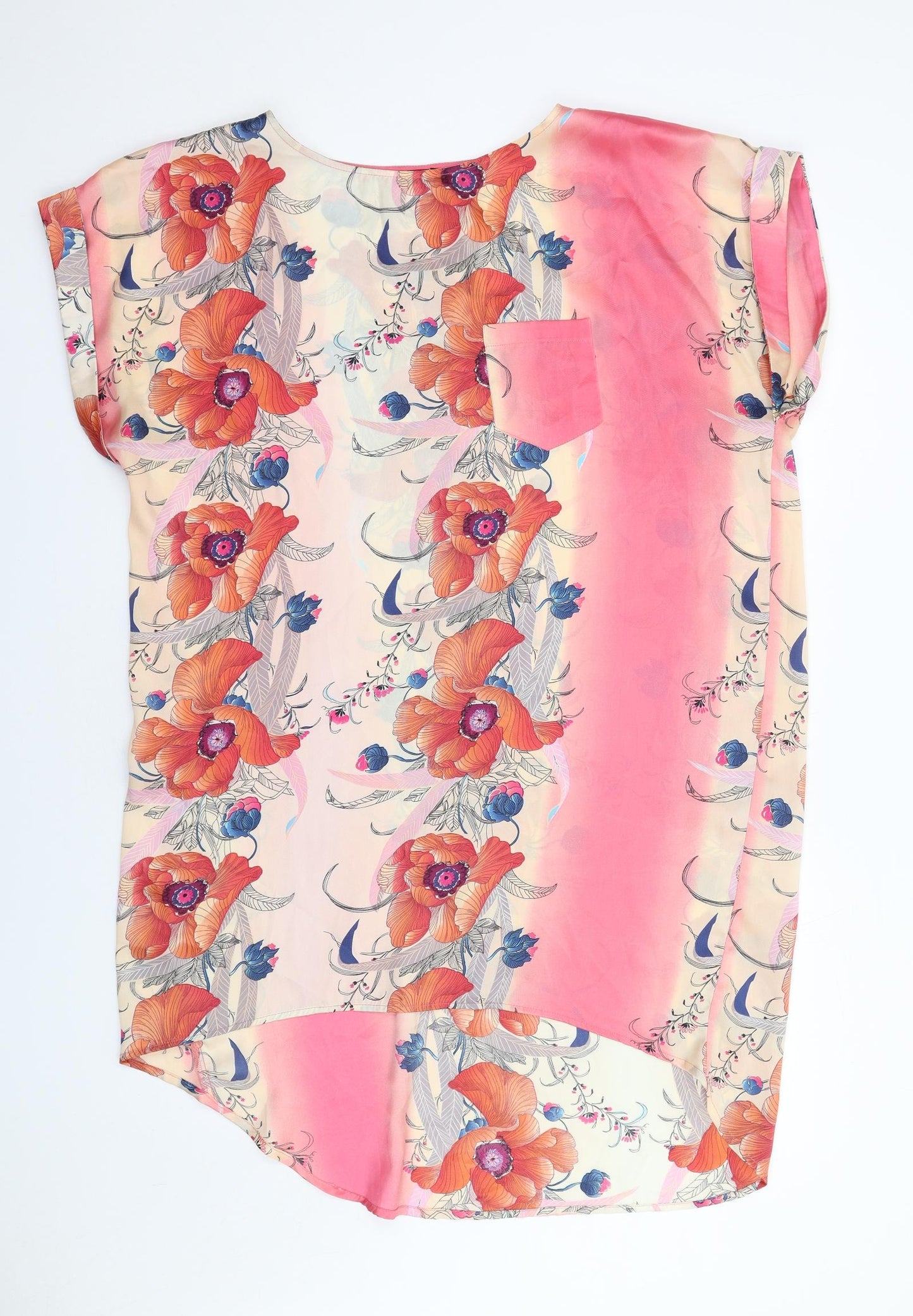 River Island Womens Multicoloured Floral Polyester T-Shirt Dress Size 16 Round Neck Pullover