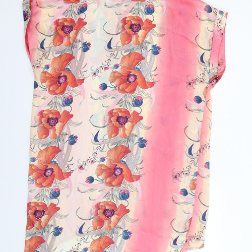 River Island Womens Multicoloured Floral Polyester T-Shirt Dress Size 16 Round Neck Pullover