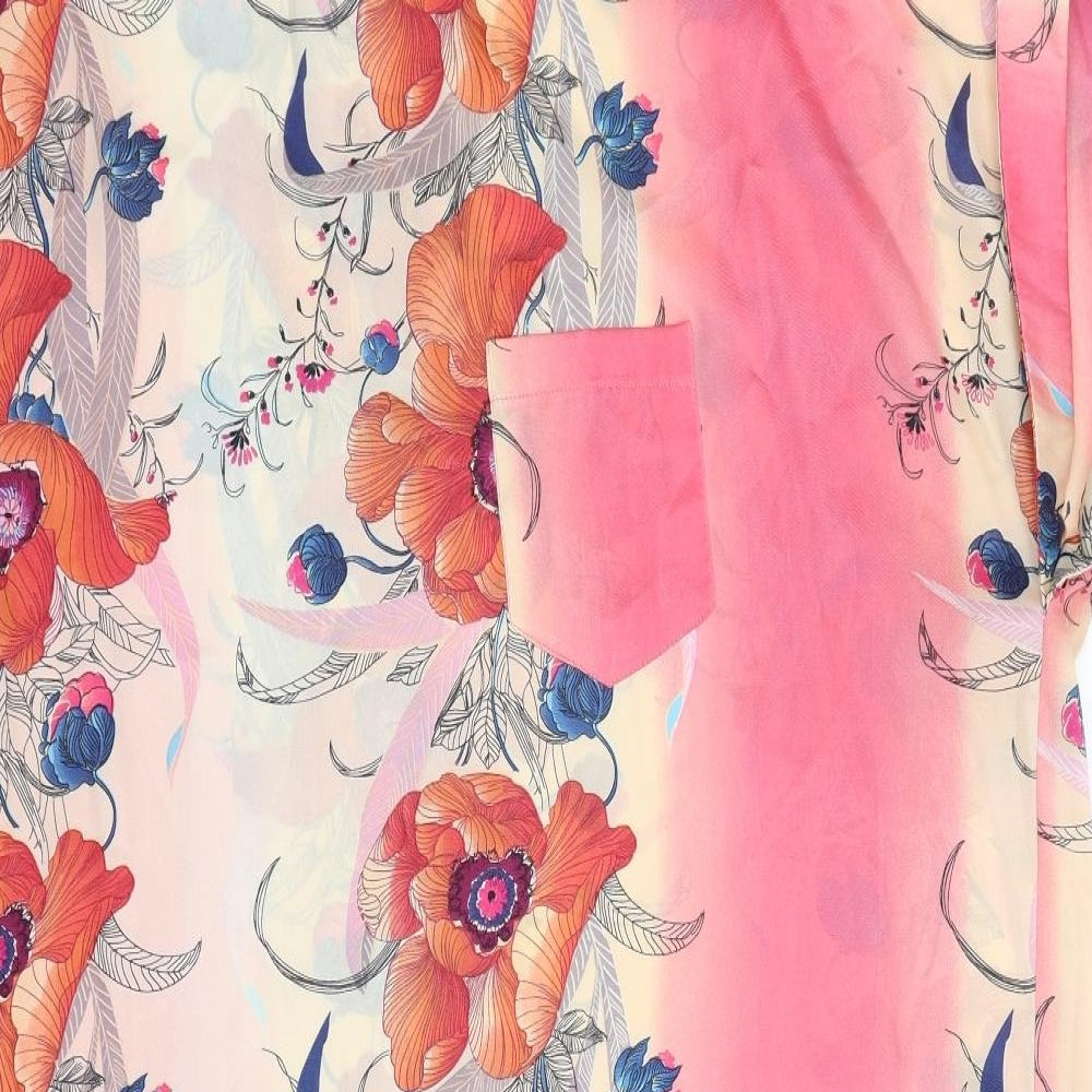 River Island Womens Multicoloured Floral Polyester T-Shirt Dress Size 16 Round Neck Pullover