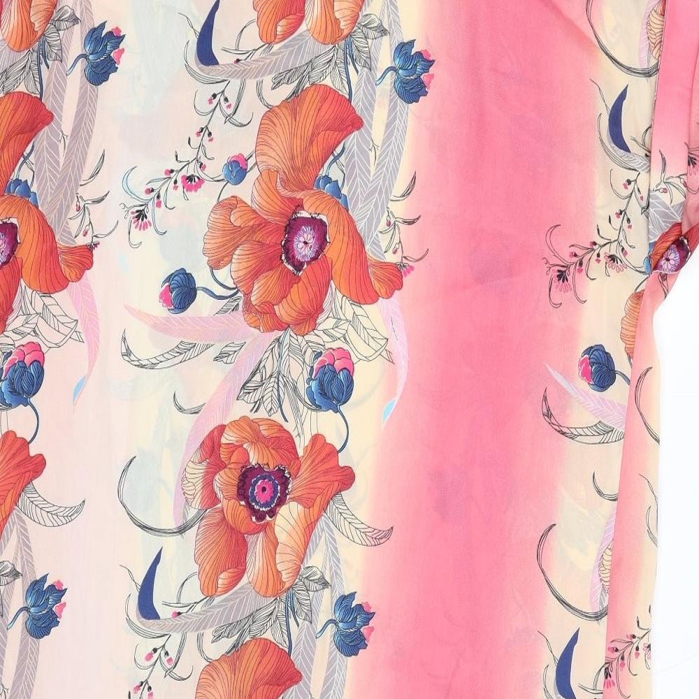 River Island Womens Multicoloured Floral Polyester T-Shirt Dress Size 16 Round Neck Pullover