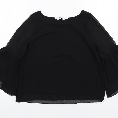H&M Girls Black Polyester Basic Blouse Size 12-13 Years Round Neck Pullover