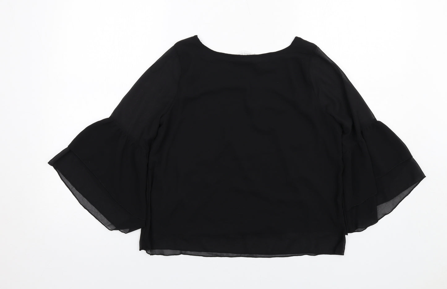 H&M Girls Black Polyester Basic Blouse Size 12-13 Years Round Neck Pullover