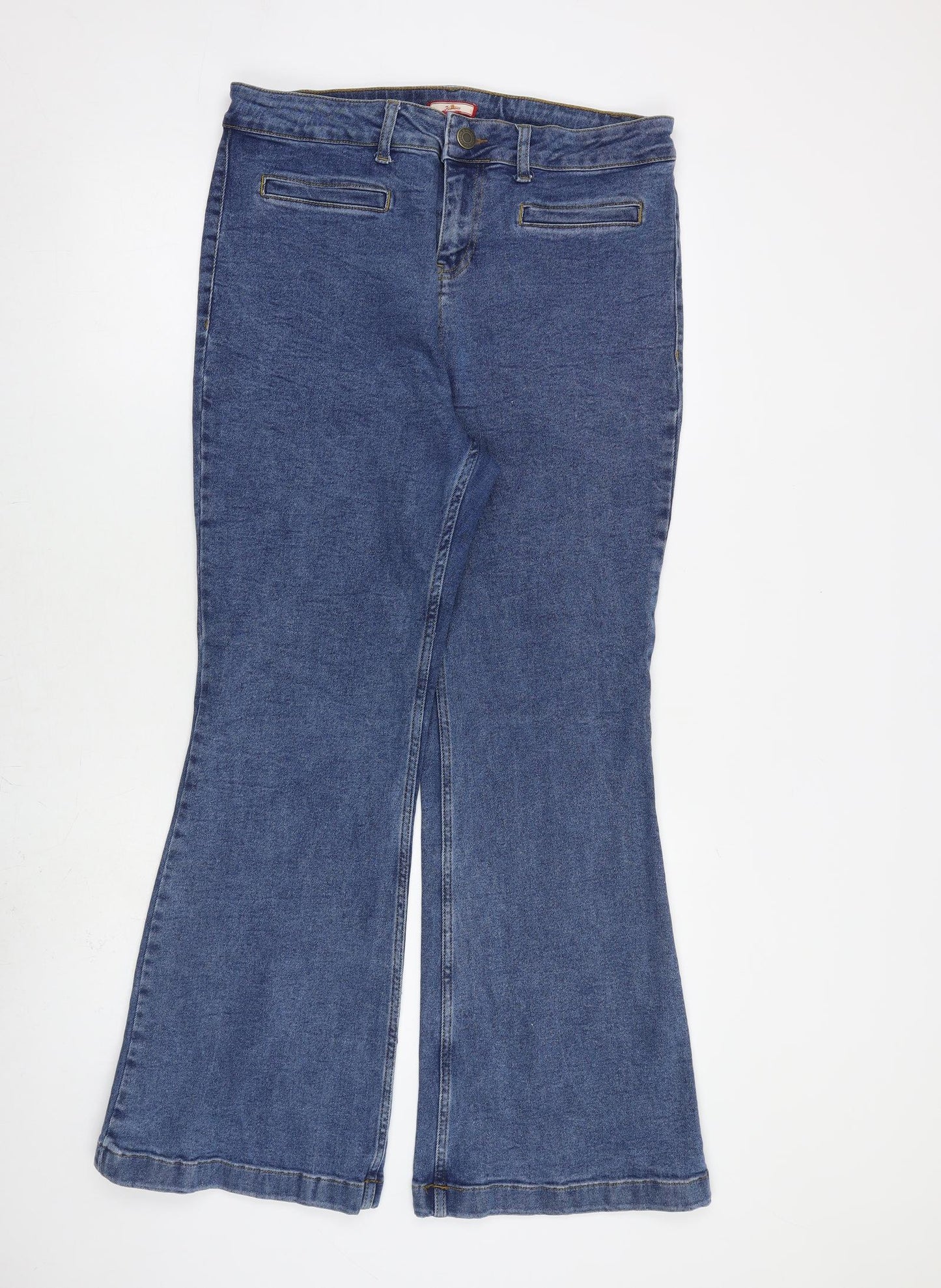 Joe Browns Womens Blue Cotton Bootcut Jeans Size 18 L35 in Regular Zip