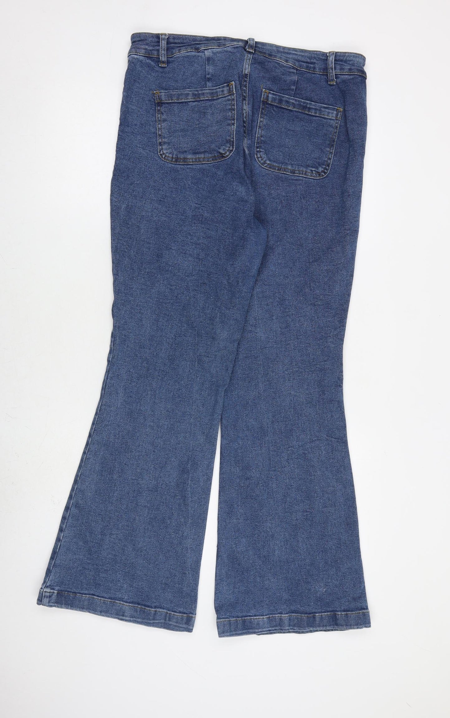 Joe Browns Womens Blue Cotton Bootcut Jeans Size 18 L35 in Regular Zip