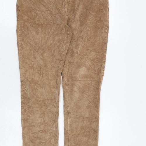 Fat Face Womens Brown Cotton Trousers Size 12 L30 in Regular Zip