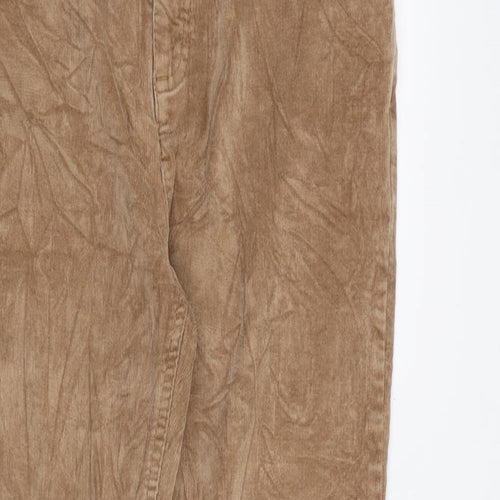 Fat Face Womens Brown Cotton Trousers Size 12 L30 in Regular Zip