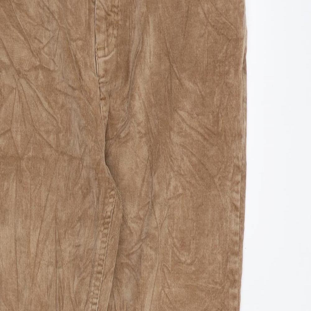 Fat Face Womens Brown Cotton Trousers Size 12 L30 in Regular Zip