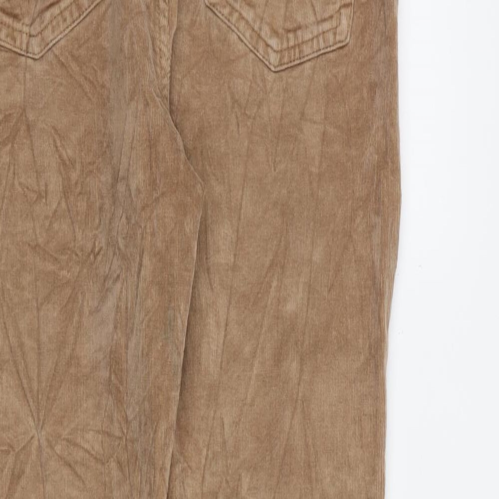 Fat Face Womens Brown Cotton Trousers Size 12 L30 in Regular Zip