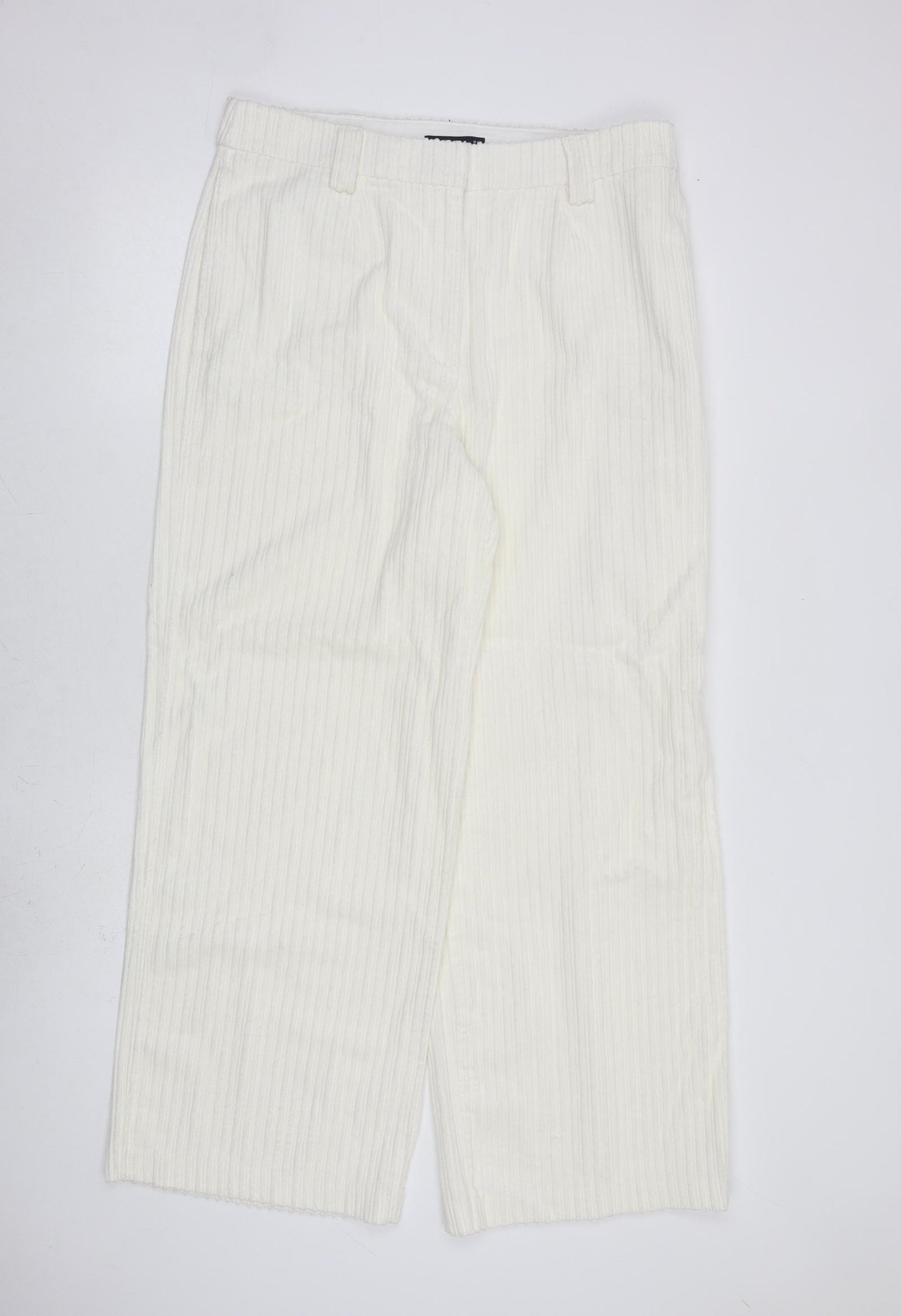 Marks and Spencer Womens Ivory Cotton Trousers Size 16 L30 in Regular Zip