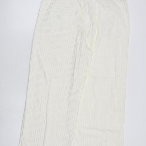 Marks and Spencer Womens Ivory Cotton Trousers Size 16 L30 in Regular Zip