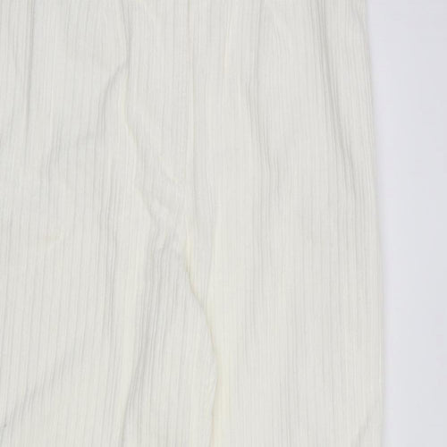 Marks and Spencer Womens Ivory Cotton Trousers Size 16 L30 in Regular Zip