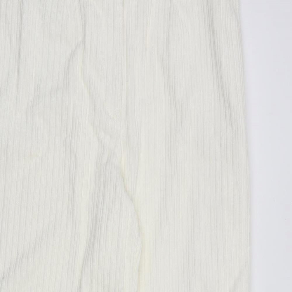 Marks and Spencer Womens Ivory Cotton Trousers Size 16 L30 in Regular Zip