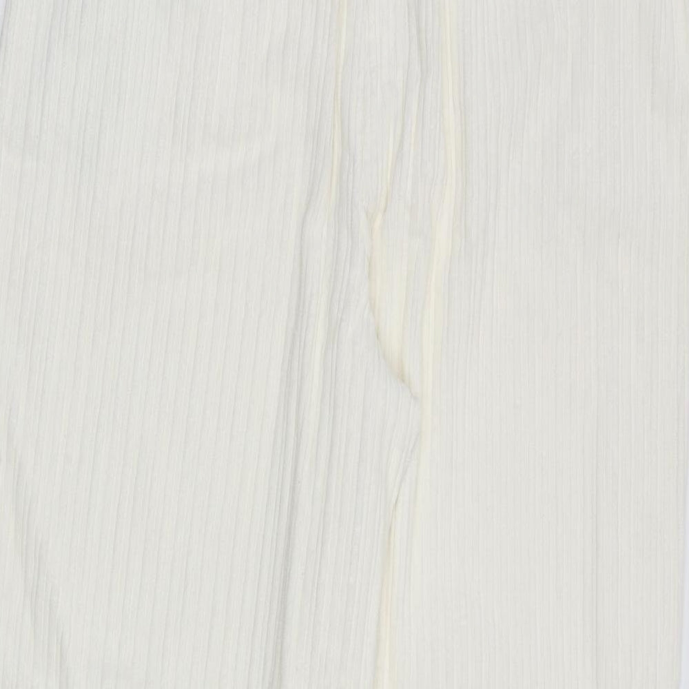 Marks and Spencer Womens Ivory Cotton Trousers Size 16 L30 in Regular Zip