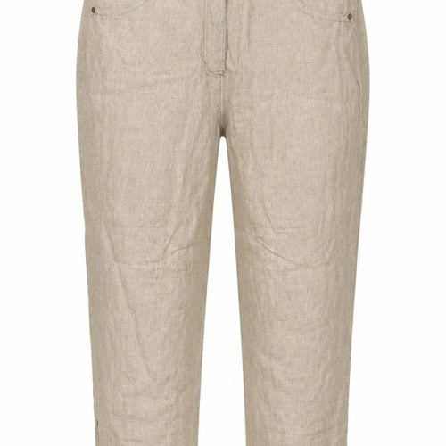 Olsen Womens Brown Linen Trousers Size 12 L23 in Regular Zip