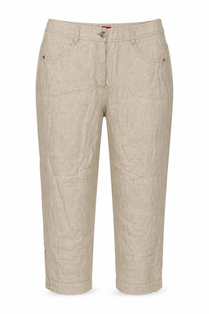 Olsen Womens Brown Linen Trousers Size 12 L23 in Regular Zip