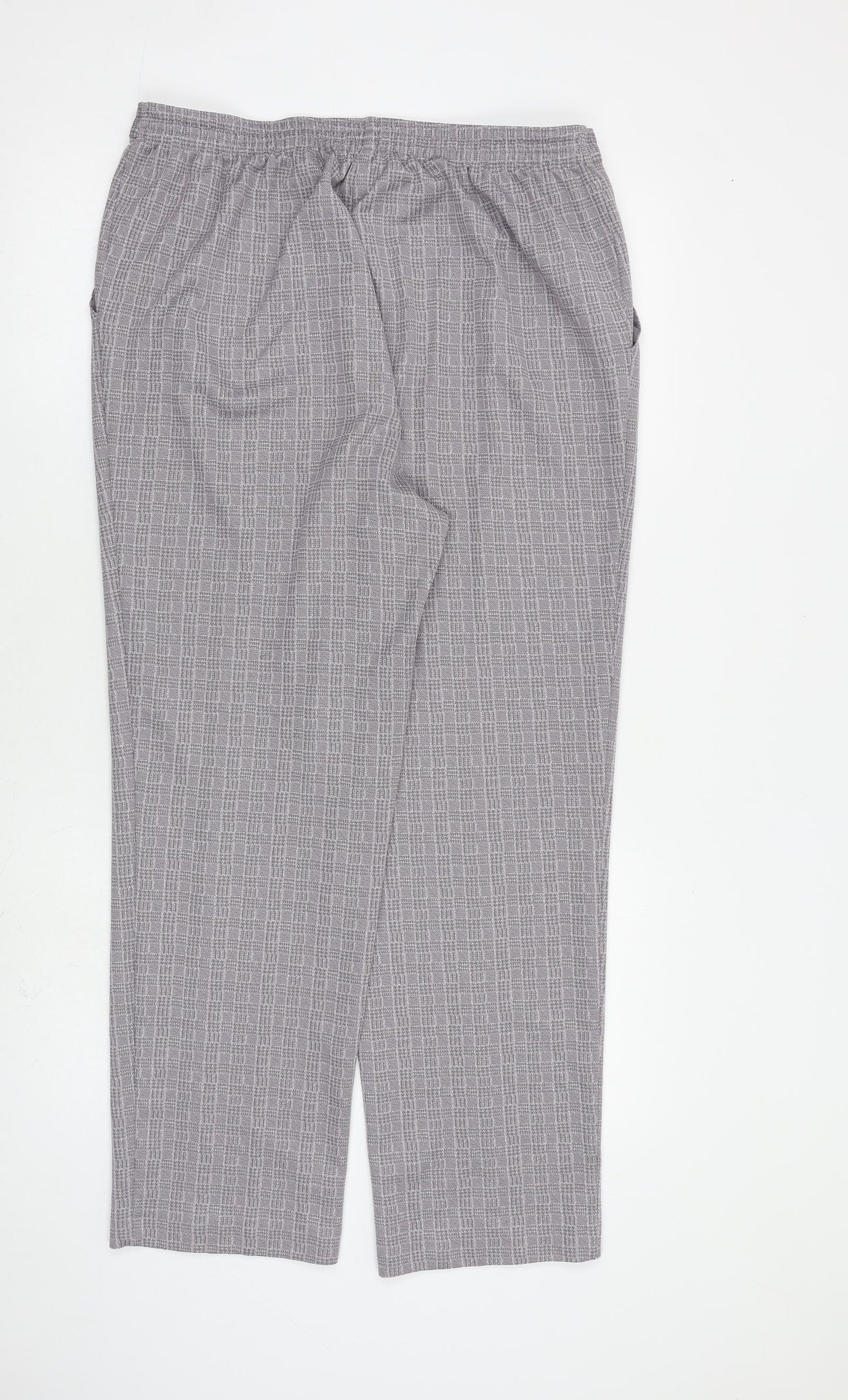 Marks and Spencer Womens Grey Plaid Polyester Dress Pants Trousers Size 18 L28 in Regular