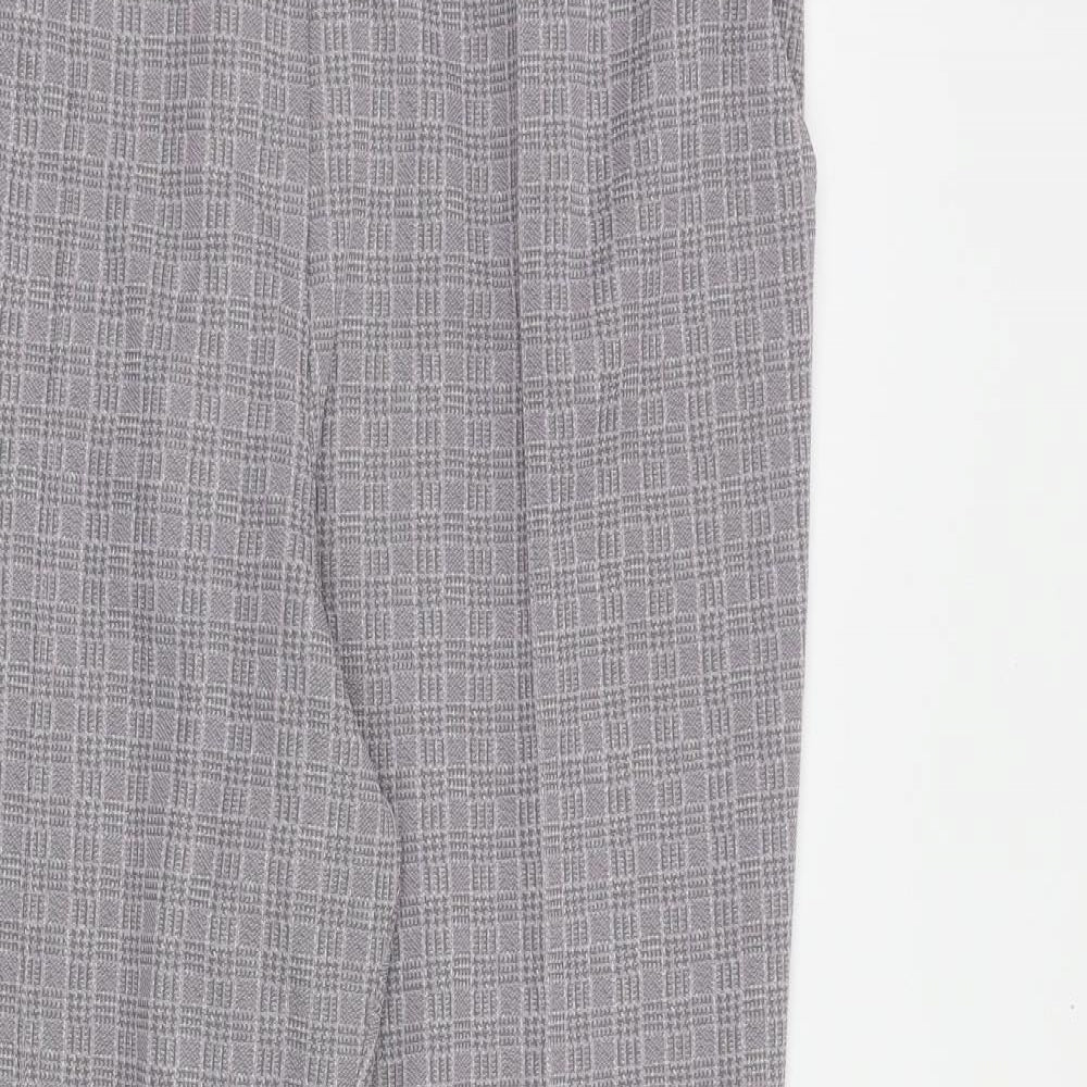 Marks and Spencer Womens Grey Plaid Polyester Dress Pants Trousers Size 18 L28 in Regular