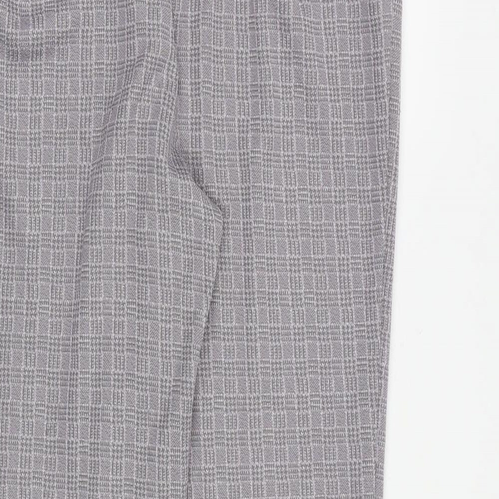 Marks and Spencer Womens Grey Plaid Polyester Dress Pants Trousers Size 18 L28 in Regular