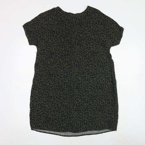 New Look Womens Green Geometric Viscose Shift Size 8 V-Neck Pullover