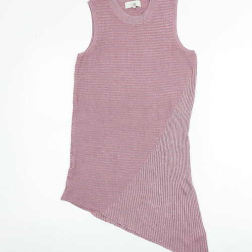 NEXT Womens Pink Viscose Tank Dress Size 10 Round Neck Pullover