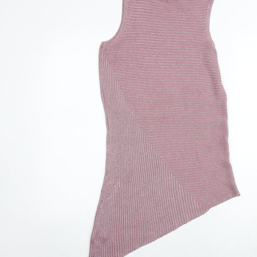 NEXT Womens Pink Viscose Tank Dress Size 10 Round Neck Pullover