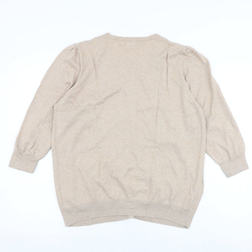 NEXT Womens Beige Round Neck Cotton Cardigan Jumper Size 18