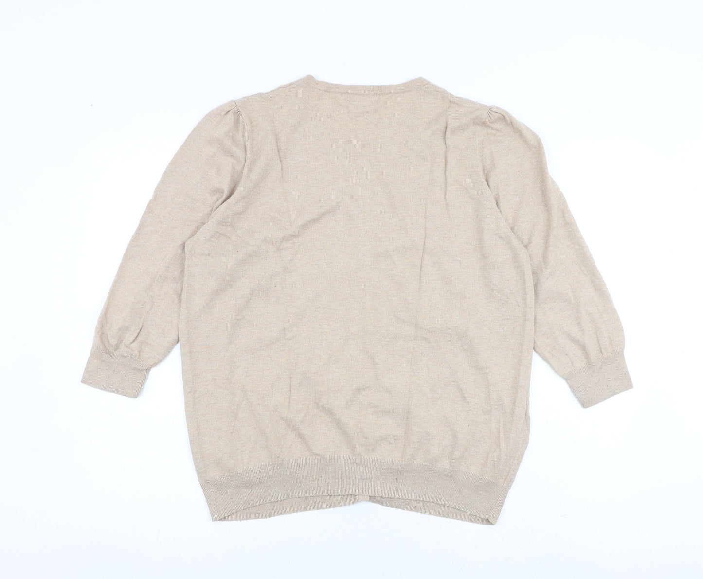NEXT Womens Beige Round Neck Cotton Cardigan Jumper Size 18