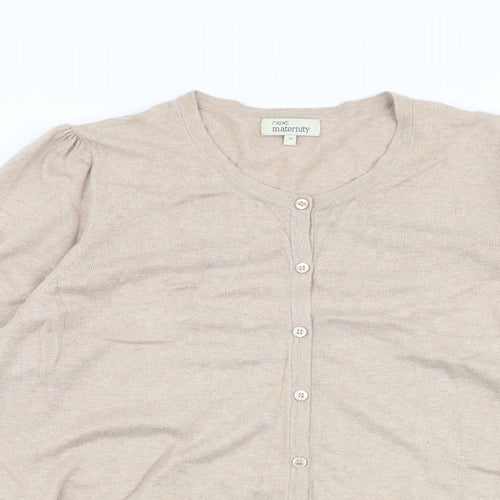 NEXT Womens Beige Round Neck Cotton Cardigan Jumper Size 18