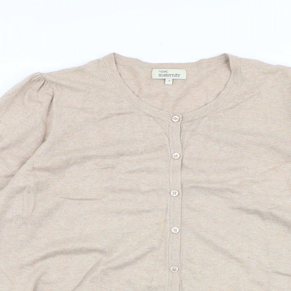 NEXT Womens Beige Round Neck Cotton Cardigan Jumper Size 18