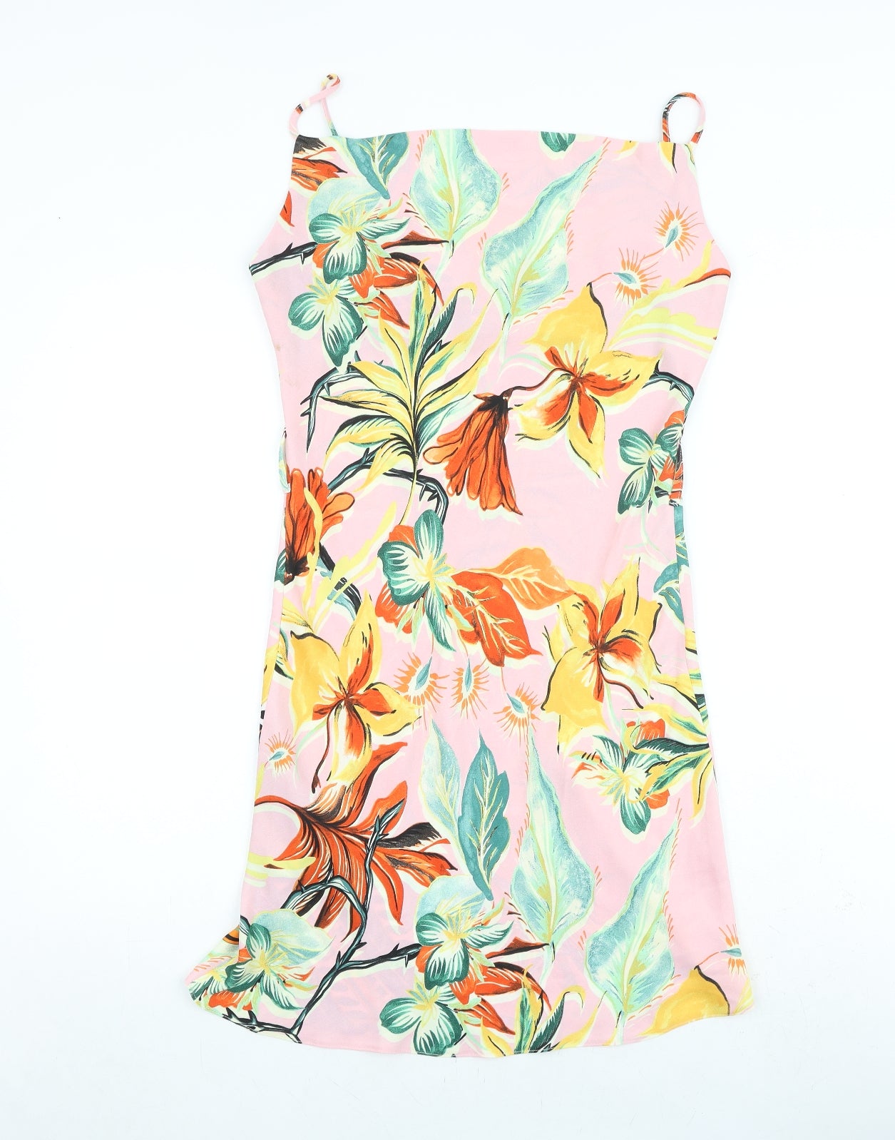 River Island Womens Multicoloured Floral Polyester Tank Dress Size 10 Square Neck Pullover