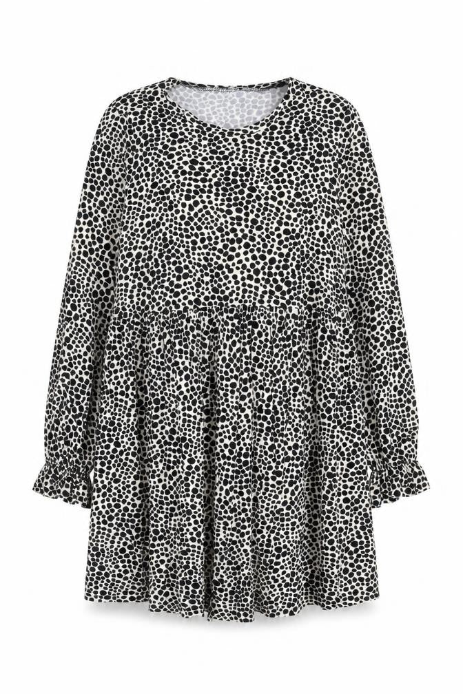 Front view of New Look women’s black geometric polyester a-line, size UK 10, round neck pullover