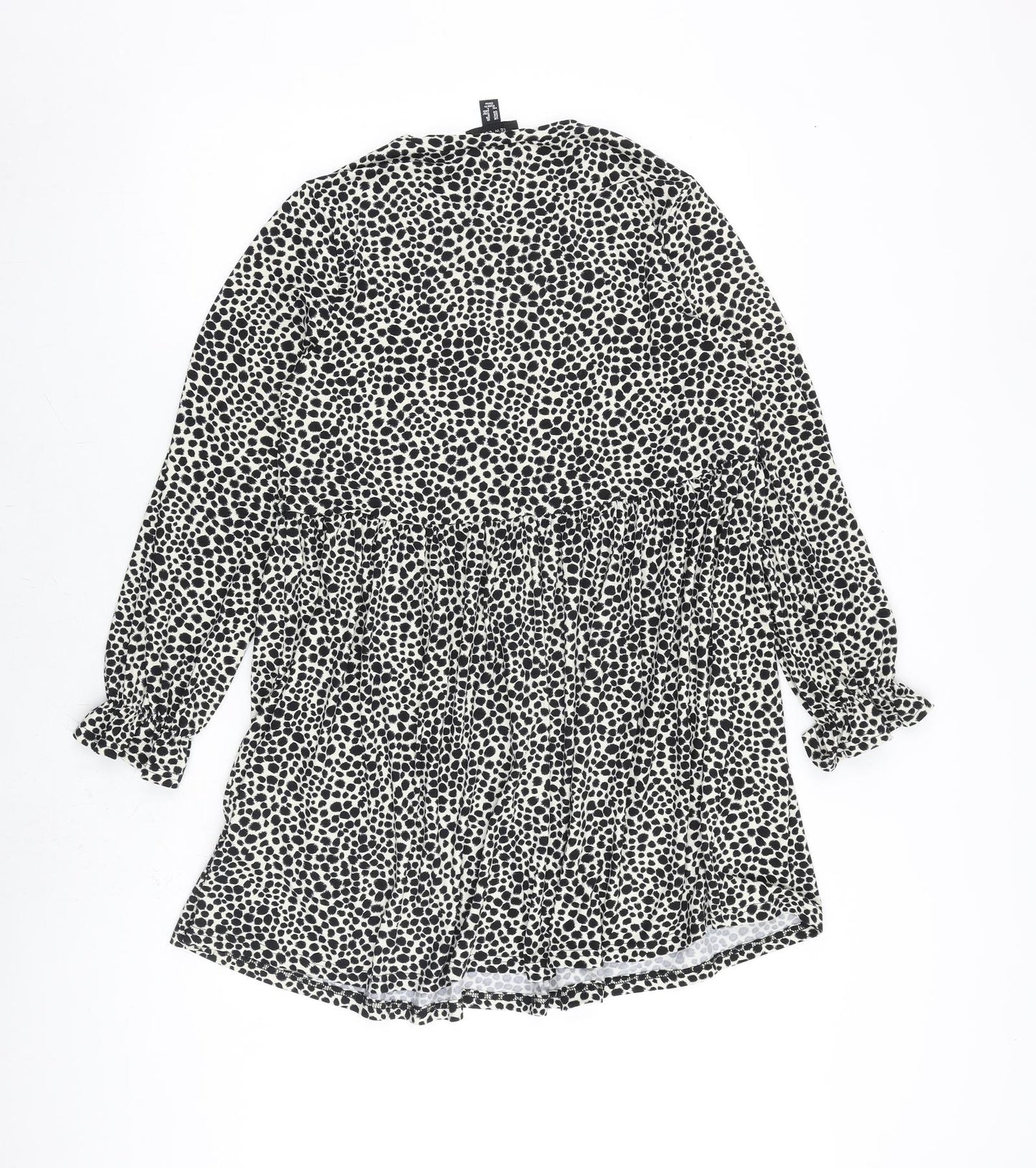 New Look Womens Black Geometric Polyester A-Line Size 10 Round Neck Pullover